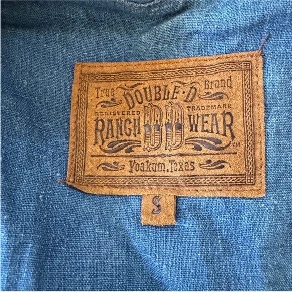 DOUBLE D RANCH Vintage Chambray Denim MaxiDress Duster Silver Concho Studs Sz S - Picture 5 of 13